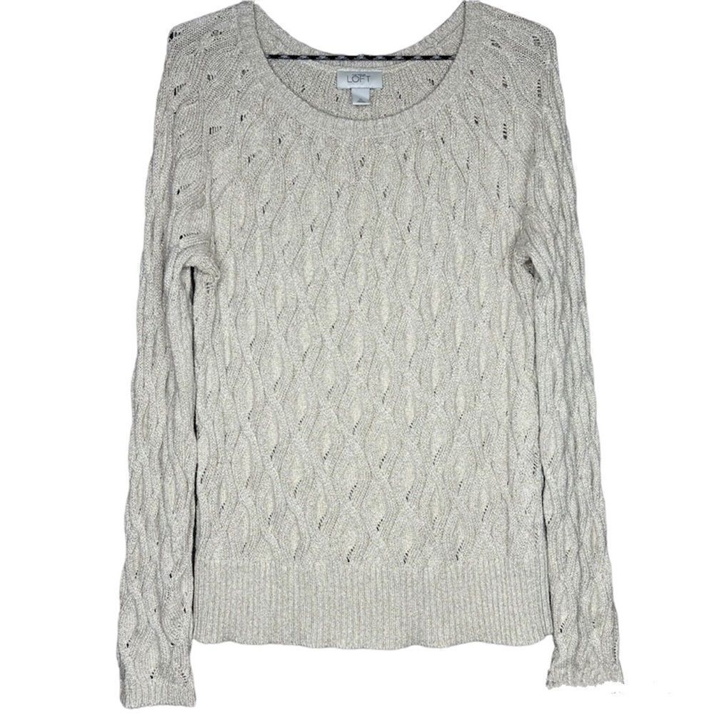 Ann Taylor Loft Cream Knitted Sweater Wool Rabbit Hair Blend